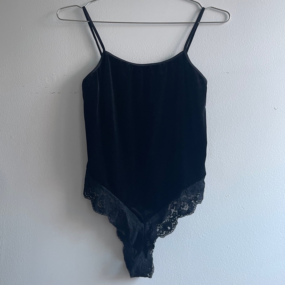 Victoria's Secret Black Velvet Bodysuit